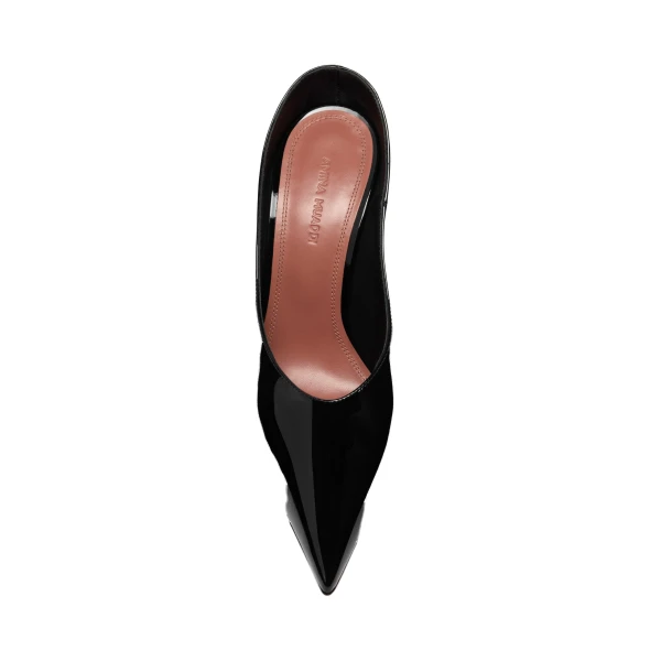 Amina Muaddi Anok Mule 105 in Black Patent, view 2