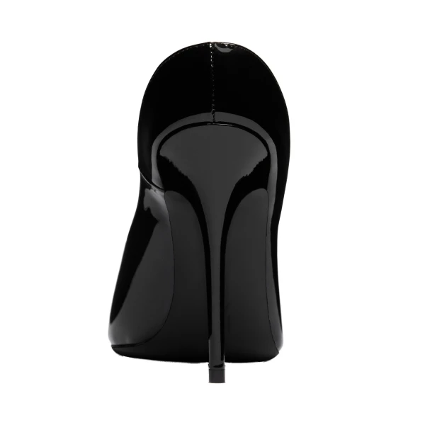 Amina Muaddi Anok Mule 105 in Black Patent, view 3