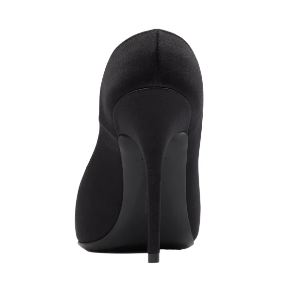 Amina Muaddi Anok Mule 105 in Black Satin, view 3