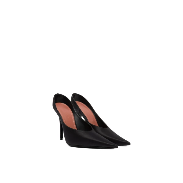 Amina Muaddi Anok Mule 105 in Black Satin, view 4