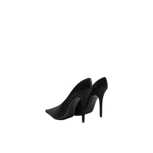 Amina Muaddi Anok Mule 105 in Black Satin, view 5