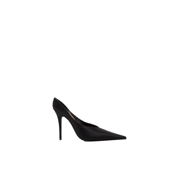 Amina Muaddi Anok Mule 105 in Black Satin