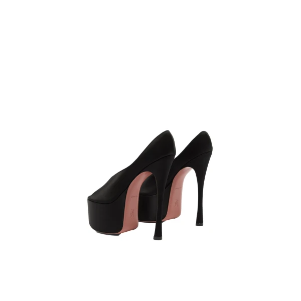 Amina Muaddi Anok Plateau Slipper 155 in Black Satin, view 5