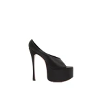 Amina Muaddi Anok Plateau Slipper 155 in Black Satin