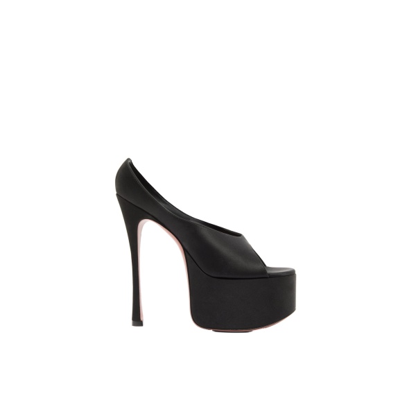 Amina Muaddi Anok Plateau Slipper 155 in Black Satin