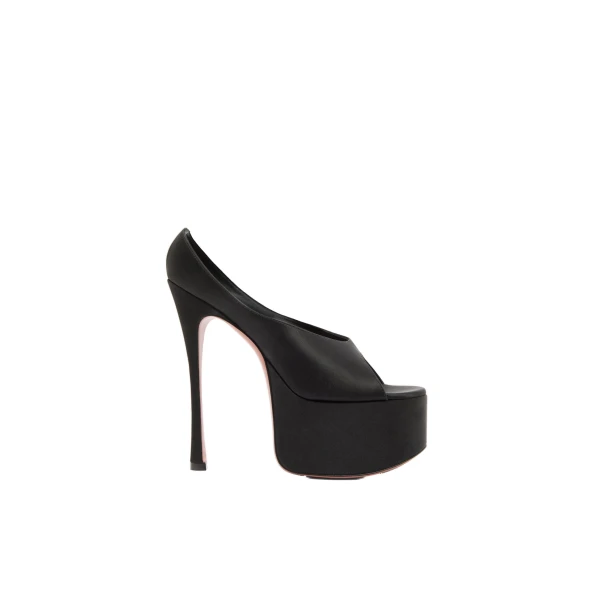 Amina Muaddi Anok Plateau Slipper 155 in Black Satin