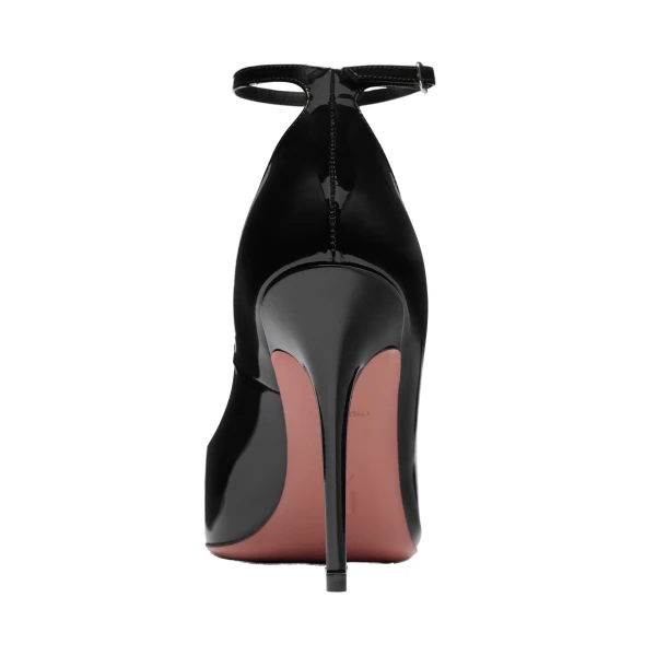 Amina Muaddi Anok Pump 105 in Black Patent, view 3