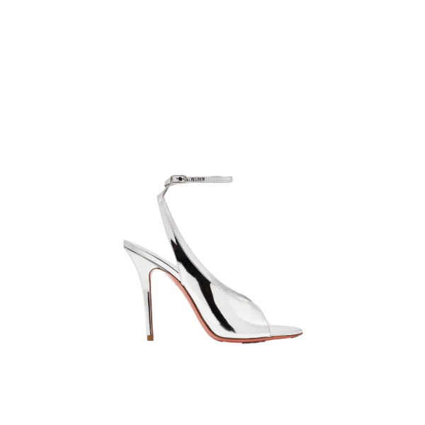 Amina Muaddi Anok Sandal 105 in Silver Mirror