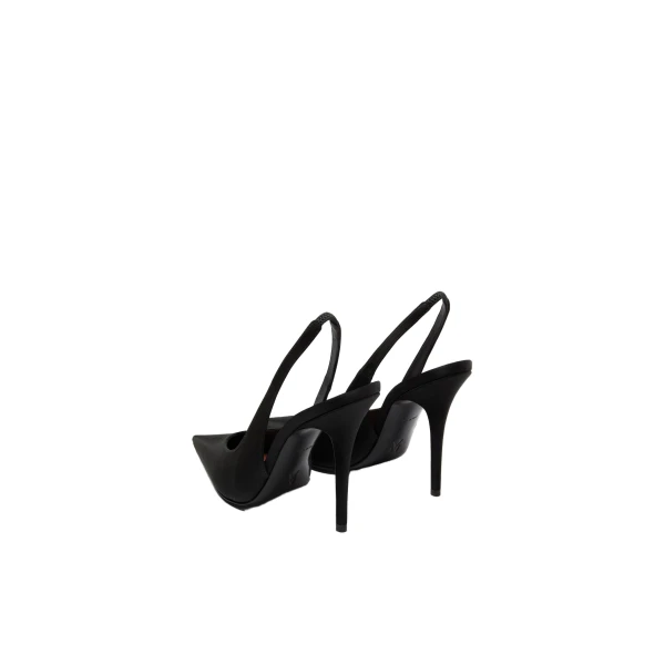 Amina Muaddi Anok Sling 105 in Black Satin, view 5