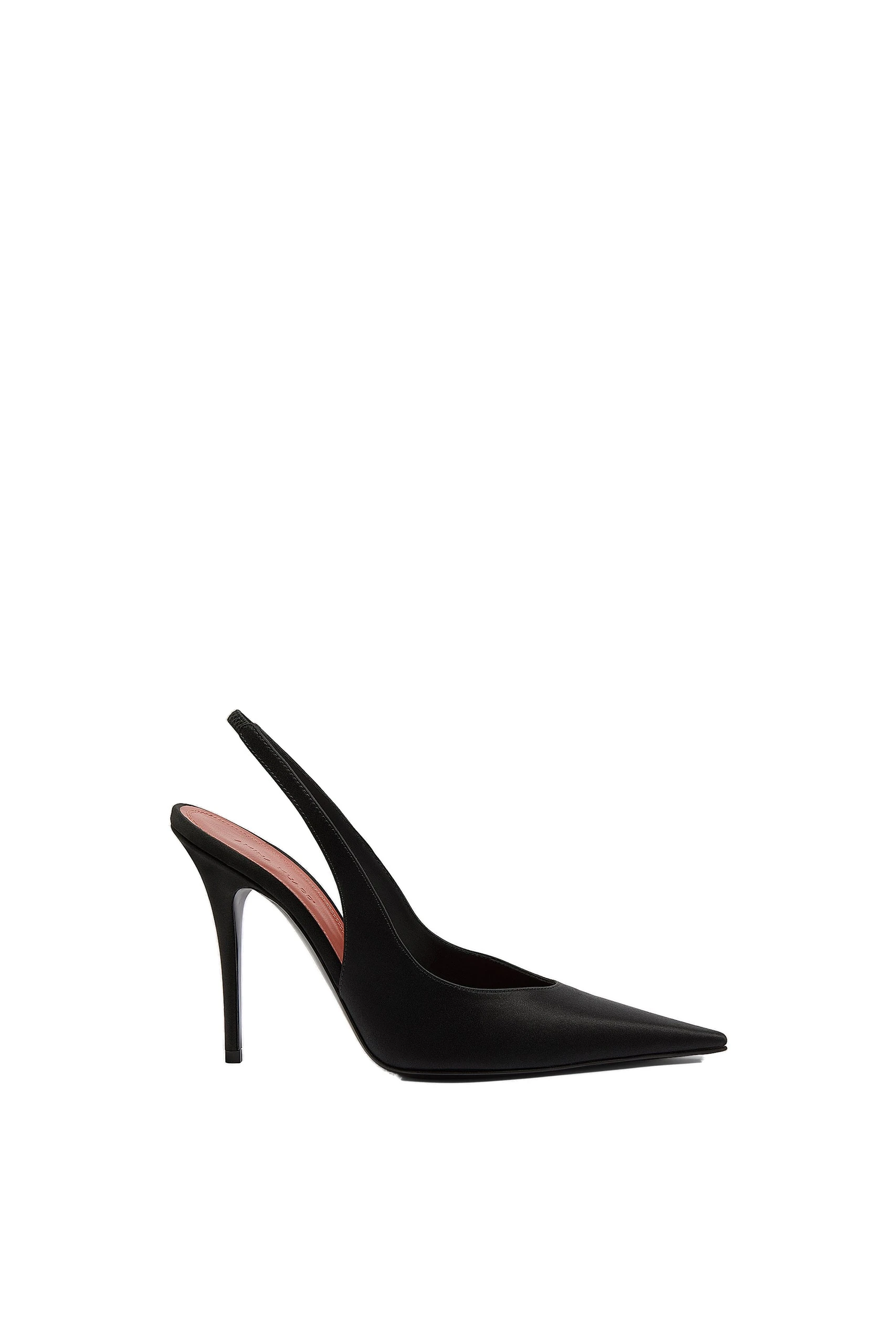 Amina Muaddi Anok Sling 105 in Black Satin | Luxury Shoes Amina Muaddi Anok Sling 105 in Black Satin
