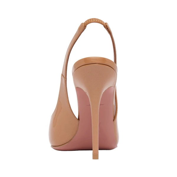 Amina Muaddi Anok Sling 105 in Latte Pearly Patent, view 3
