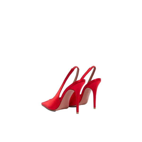 Amina Muaddi Anok Sling 105 in Red Satin, view 5