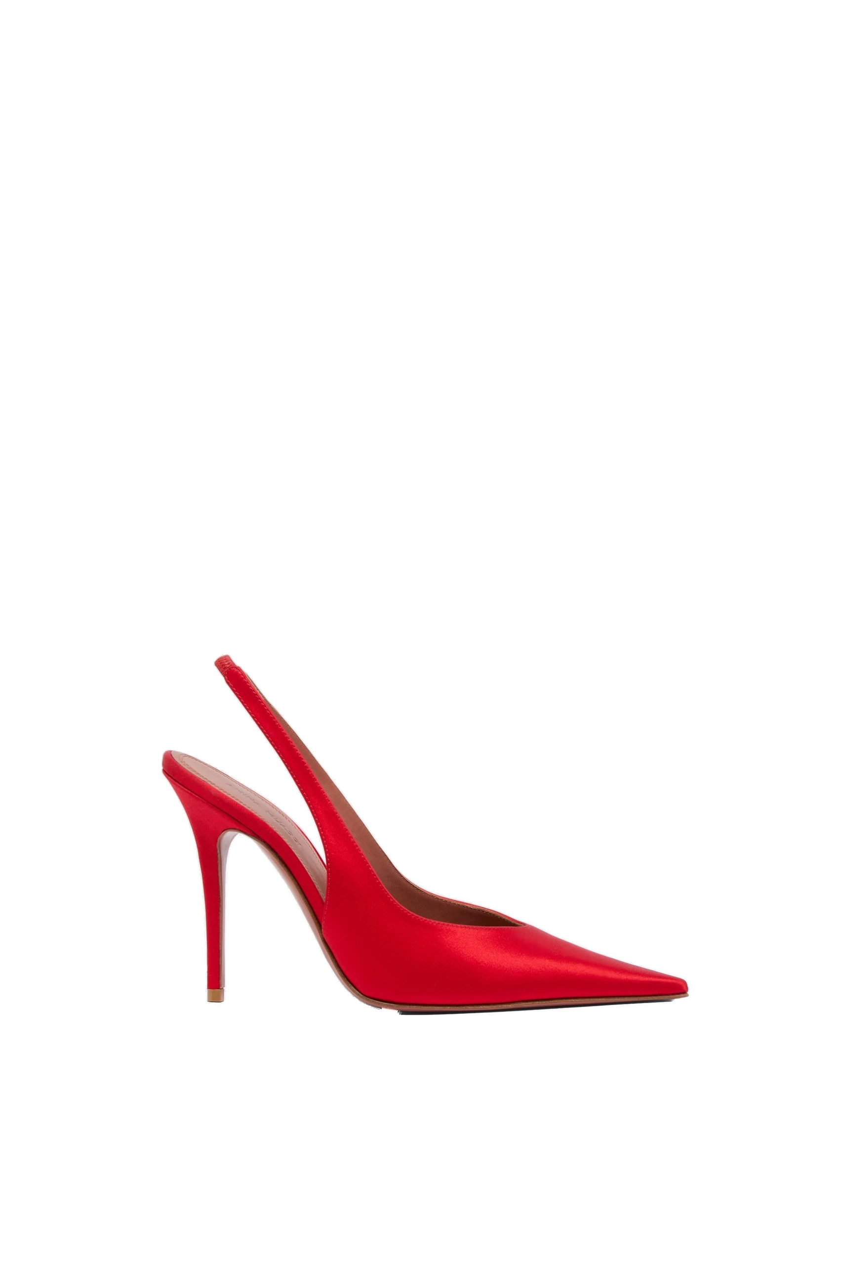 Amina Muaddi Anok Sling 105 in Red Satin | Luxury Shoes Amina Muaddi Anok Sling 105 in Red Satin