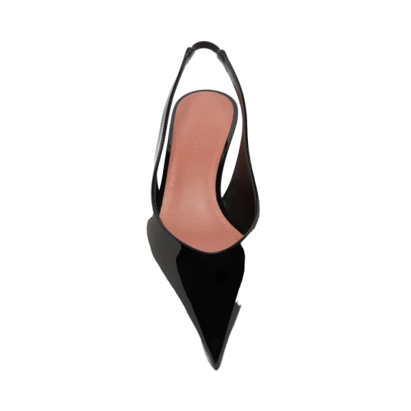 Amina Muaddi Anok Sling 55 in Black Patent, view 2
