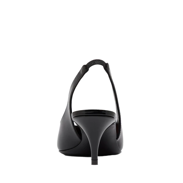 Amina Muaddi Anok Sling 55 in Black Patent, view 3