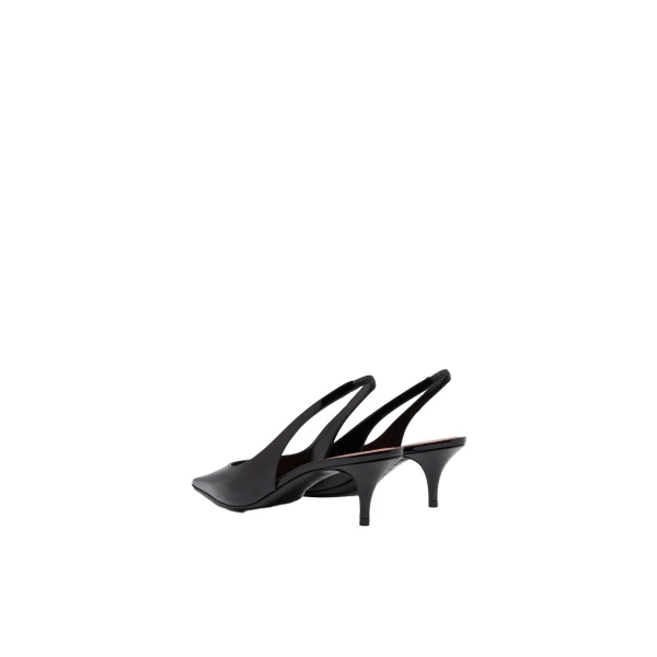 Amina Muaddi Anok Sling 55 in Black Patent, view 5