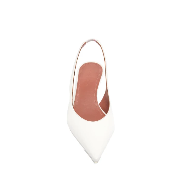 Amina Muaddi Anok Sling 55 in White Nappa, view 2