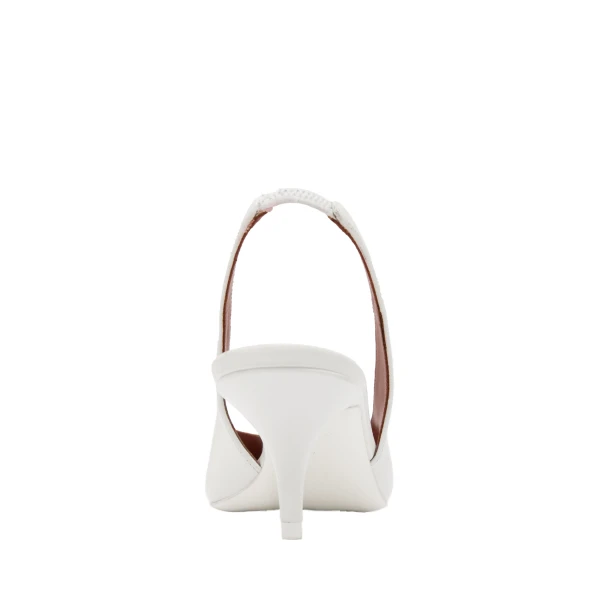 Amina Muaddi Anok Sling 55 in White Nappa, view 3