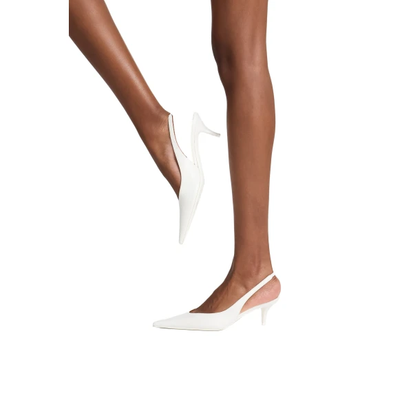 Amina Muaddi Anok Sling 55 in White Nappa, view 6