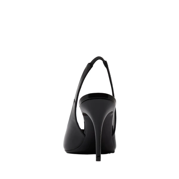 Amina Muaddi Anok Sling 90 in Black Patent, view 3