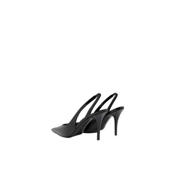 Amina Muaddi Anok Sling 90 in Black Patent, view 6