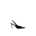 Amina Muaddi Anok Sling 90 in Black Patent