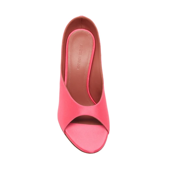 Amina Muaddi Anok Slipper 105 in Coral Satin, view 2