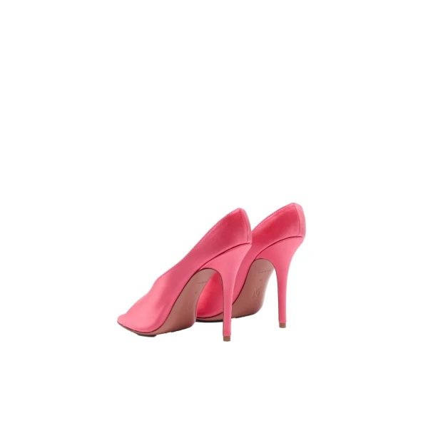 Amina Muaddi Anok Slipper 105 in Coral Satin, view 5