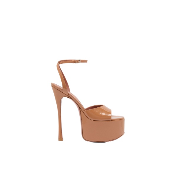 Amina Muaddi Aya Platform Sandal 155 in Pearly Latte Patent