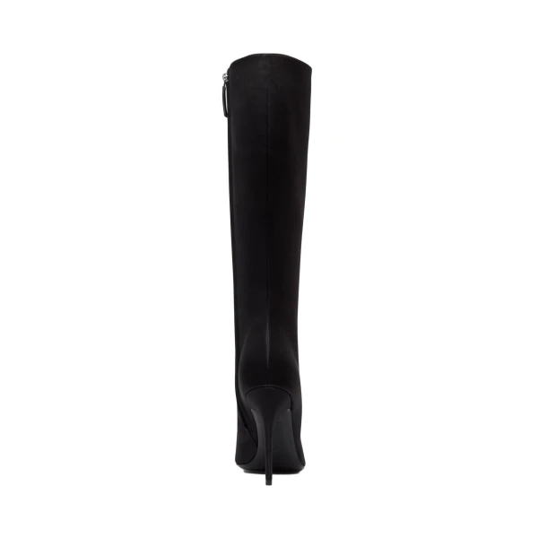 Amina Muaddi Barbara Boot 105 in Black Satin, view 3