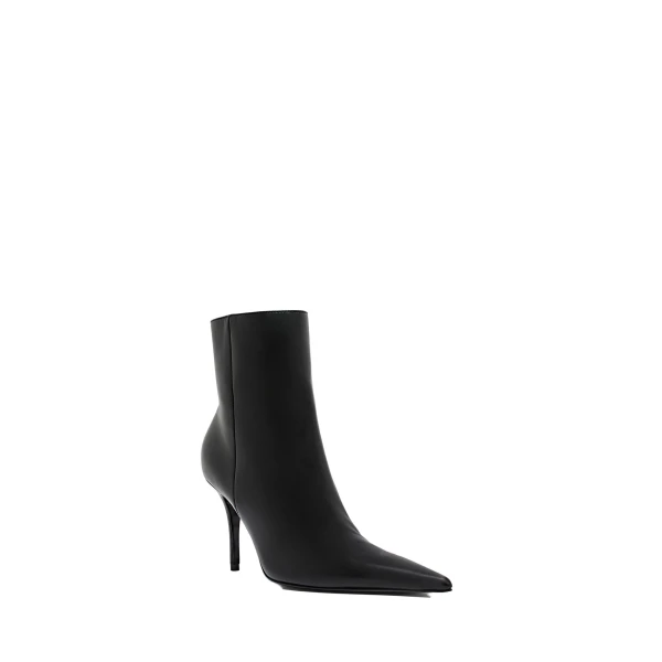 Amina Muaddi Barbara Bootie 90 in Black Nappa, view 2