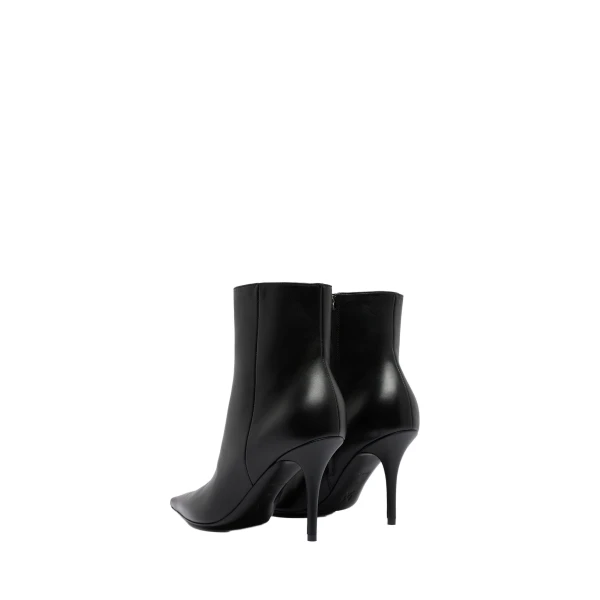 Amina Muaddi Barbara Bootie 90 in Black Nappa, view 5