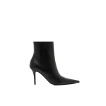 Amina Muaddi Barbara Bootie 90 in Black Nappa