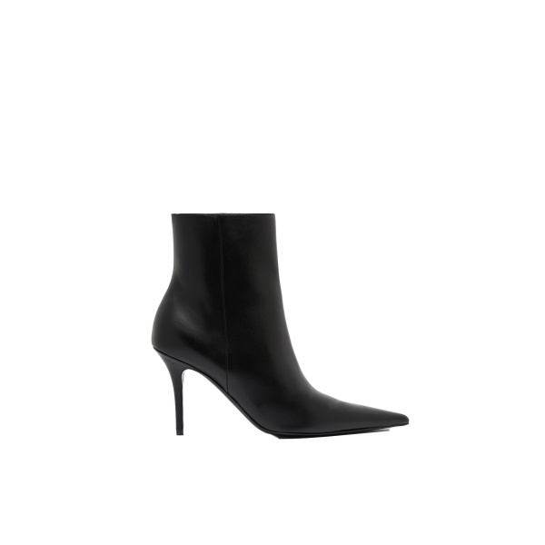 Amina Muaddi Barbara Bootie 90 in Black Nappa