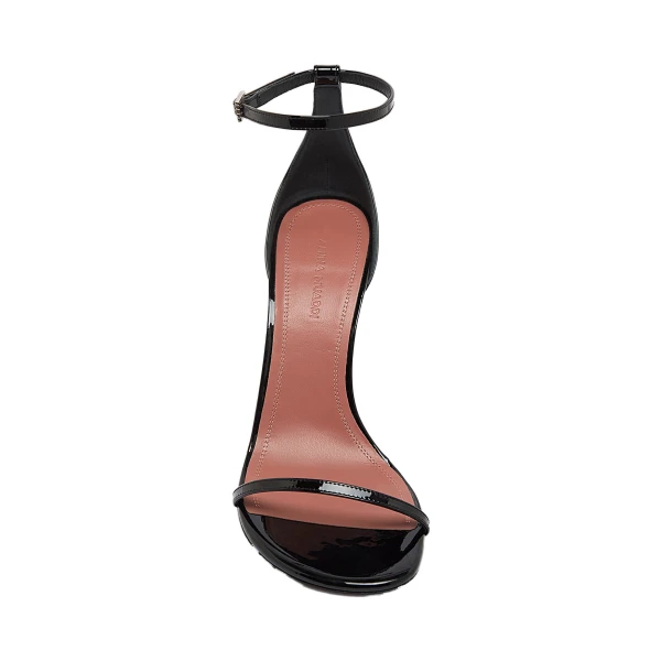 Amina Muaddi Barbara Sandal 105 in Black Patent, view 2