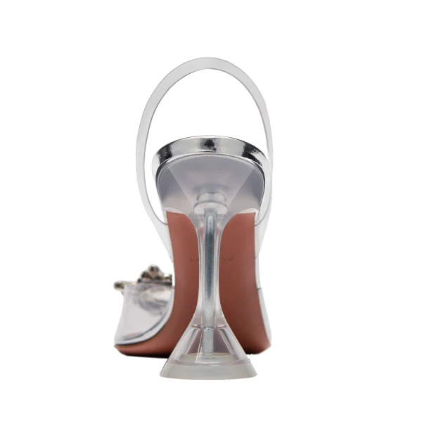 Amina Muaddi Begum Glass Sling 95 in Transparent PVC, view 4