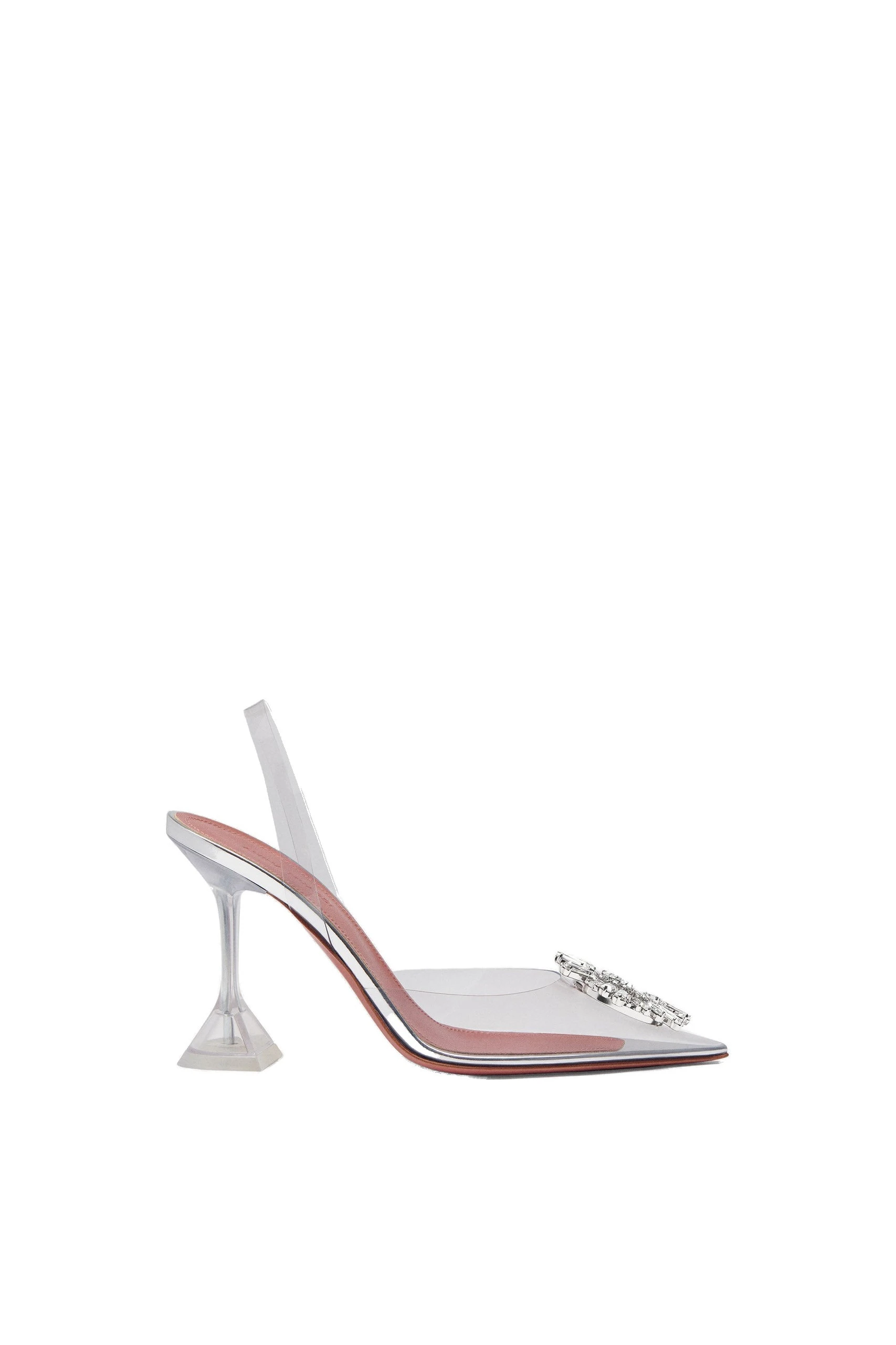 Amina Muaddi Begum Sling 95 in Transparent PVC | Luxury Shoes Amina Muaddi Begum Glass Sling 95 in Transparent PVC
