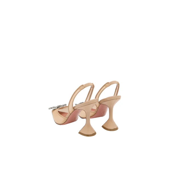 Amina Muaddi Begum Mesh Sling 95 in Beige Mesh, view 5