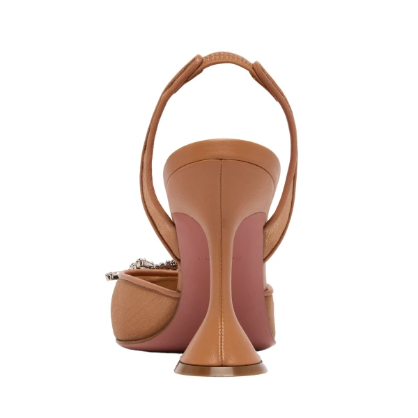 Amina Muaddi Begum Mesh Sling 95 in Latte Mesh, view 3