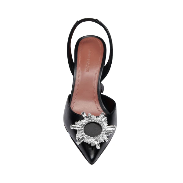 Amina Muaddi Begum Sling 70 in Black Nappa, view 2