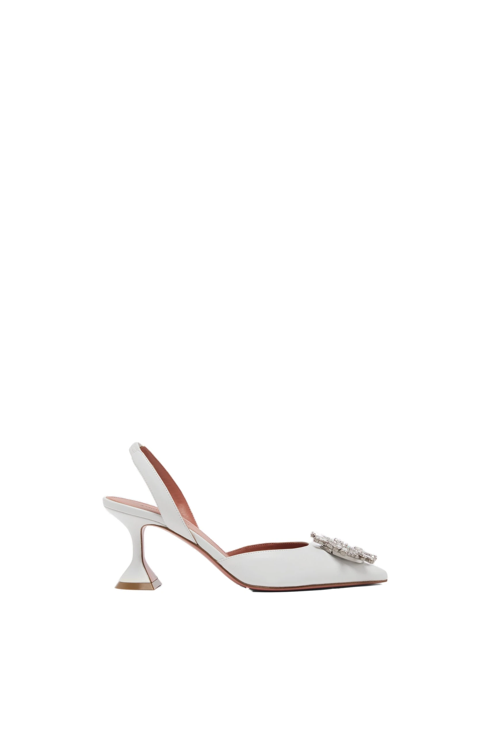 Amina Muaddi Begum Sling 70 in White Nappa | Luxury Shoes Amina Muaddi Begum Sling 70 in White Nappa