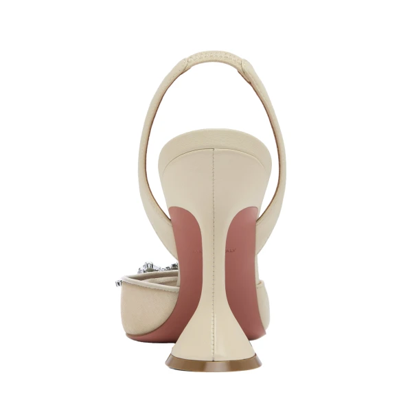 Amina Muaddi Begum Sling 95 in Almond Nappa, view 3