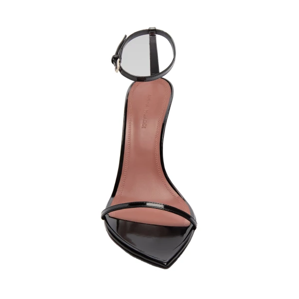 Amina Muaddi Bruna Sandal 95 in Black Patent, view 2