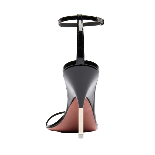 Amina Muaddi Bruna Sandal 95 in Black Patent, view 3