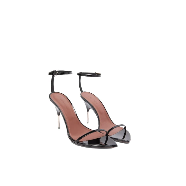 Amina Muaddi Bruna Sandal 95 in Black Patent, view 4