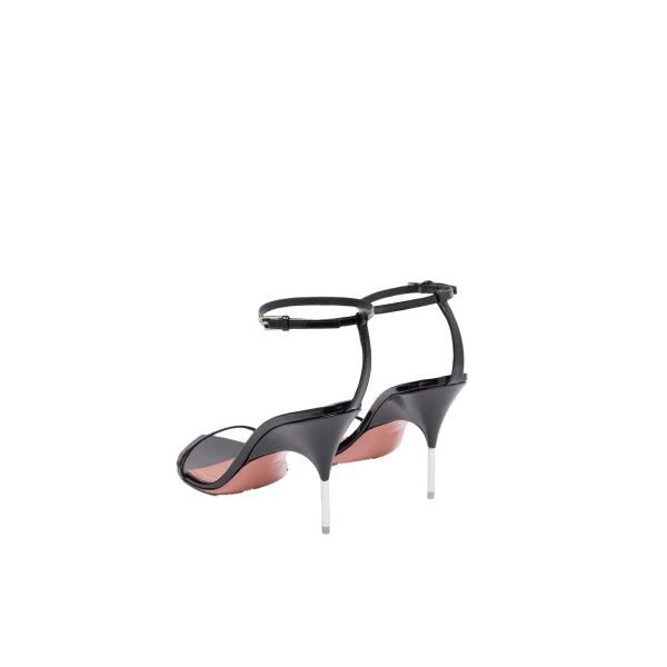 Amina Muaddi Bruna Sandal 95 in Black Patent, view 5