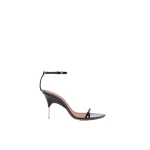 Amina Muaddi Bruna Sandal 95 in Black Patent