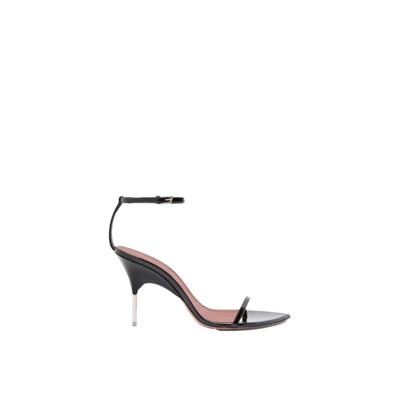 Amina Muaddi Bruna Sandal 95 in Black Patent