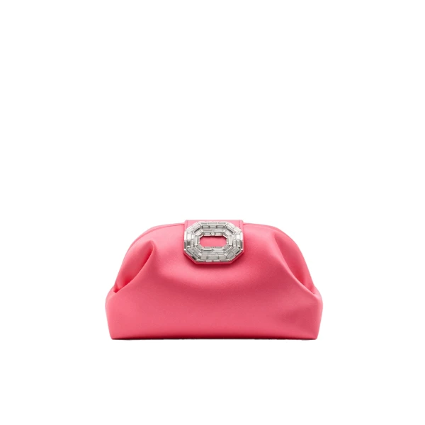 Camelia Clutch in Coral Satin