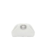 Amina Muaddi Camelia Clutch in White Nappa